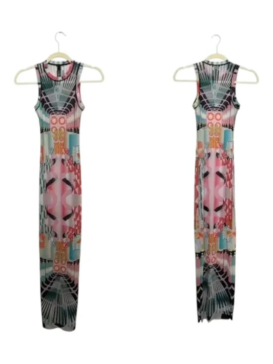 SKIMS High Neck Summer Mesh Long Maxi Dress Stretchy Deco Train - Picture 3 of 5